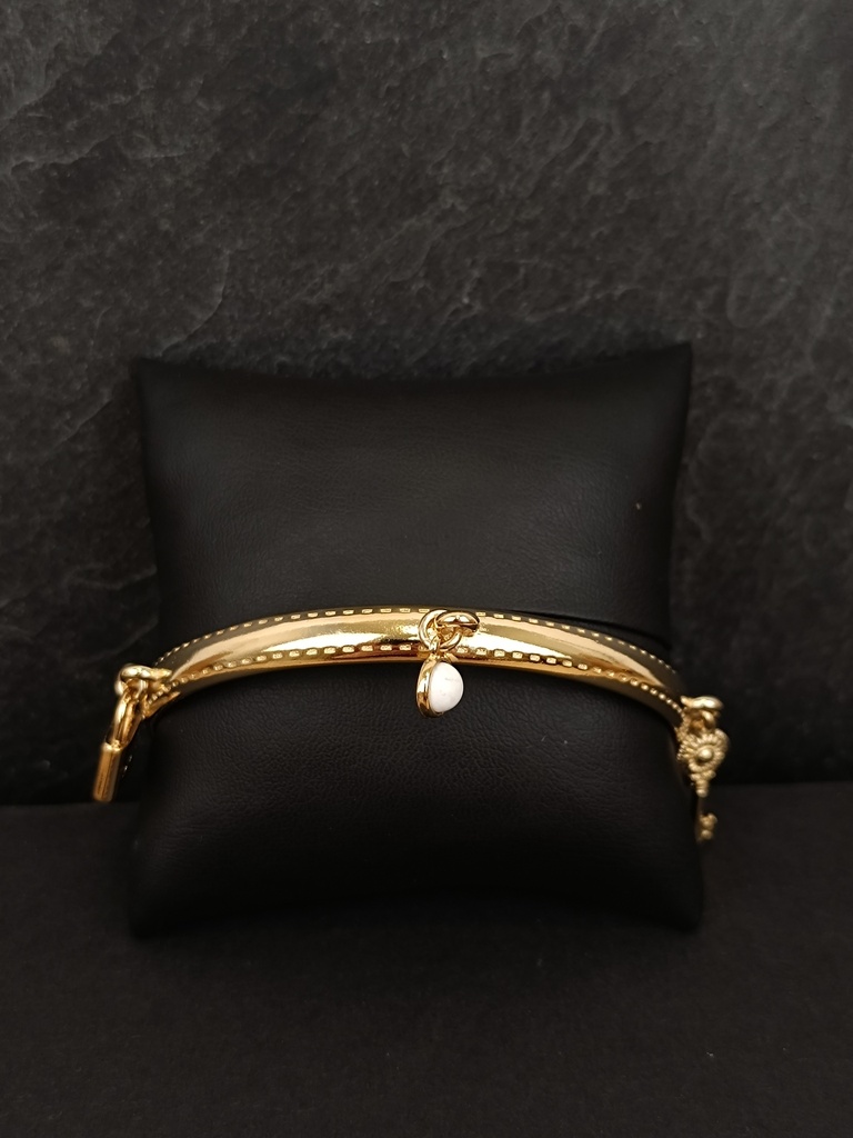 [SHA-RIJO25-BL-M] Bracelet doré & blanc taille M