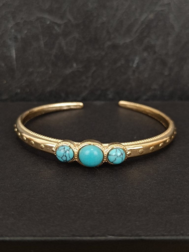 [SHA-RIBR13-TU] Bracelet doré & turquoise