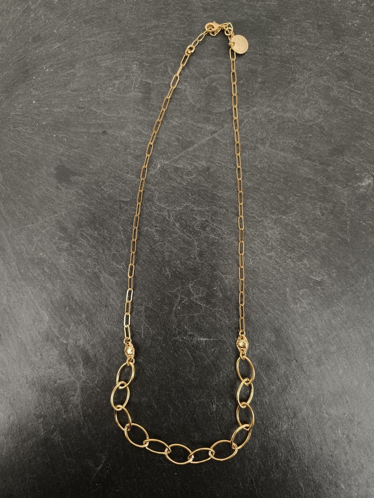 [SHA-RICO09] Collier doré court maille mixées