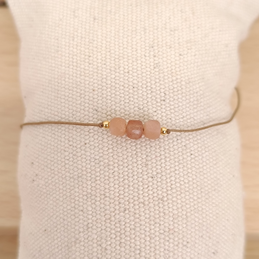 [GAR-0003-820005BRMILF-10] Bracelet coulissant 3 pierres 'Milk'