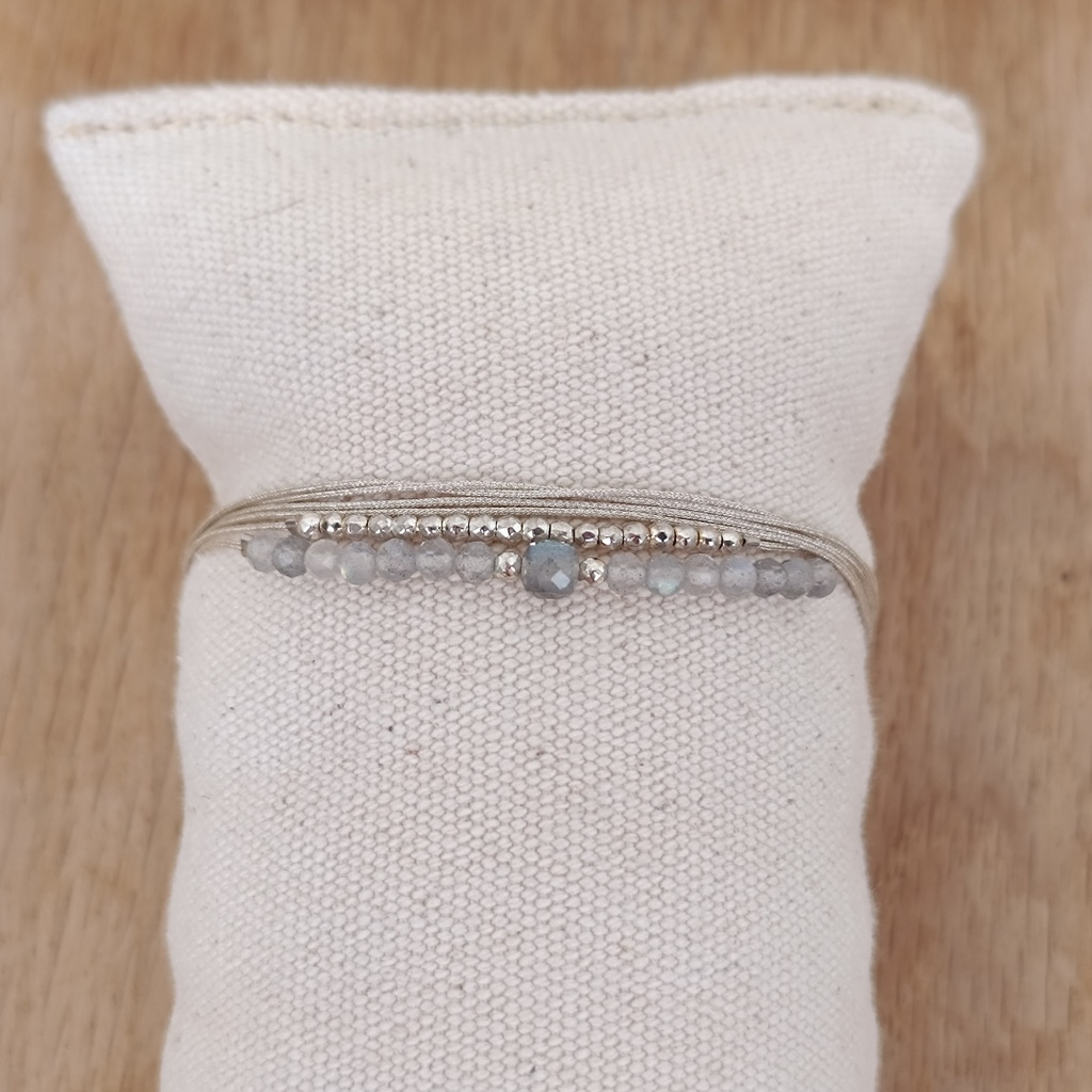 [GAR-0007-820009BRCINF-4] Bracelet trois tours 'Cindy' & Amazonite