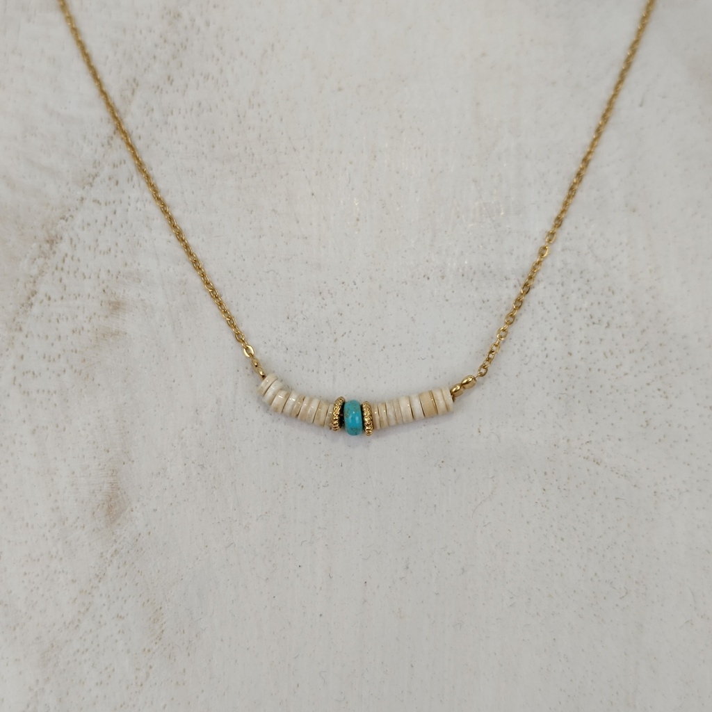 [GAR-0015-820118COCALF-1] Collier 'Calipso' & Turquoise - By Garance