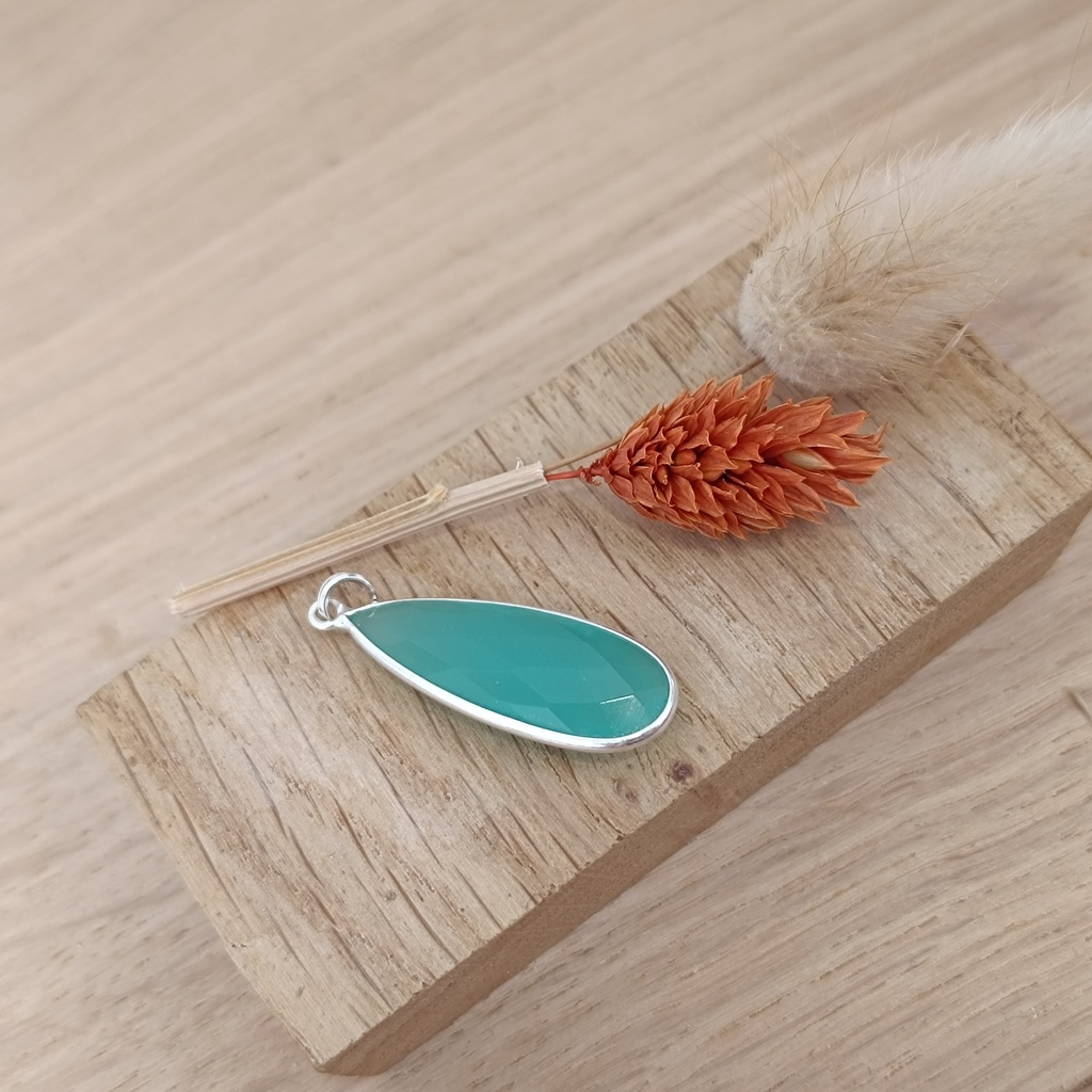 [PEAR-0359] Pendentif Argent 925 & Calcédoine Aqua