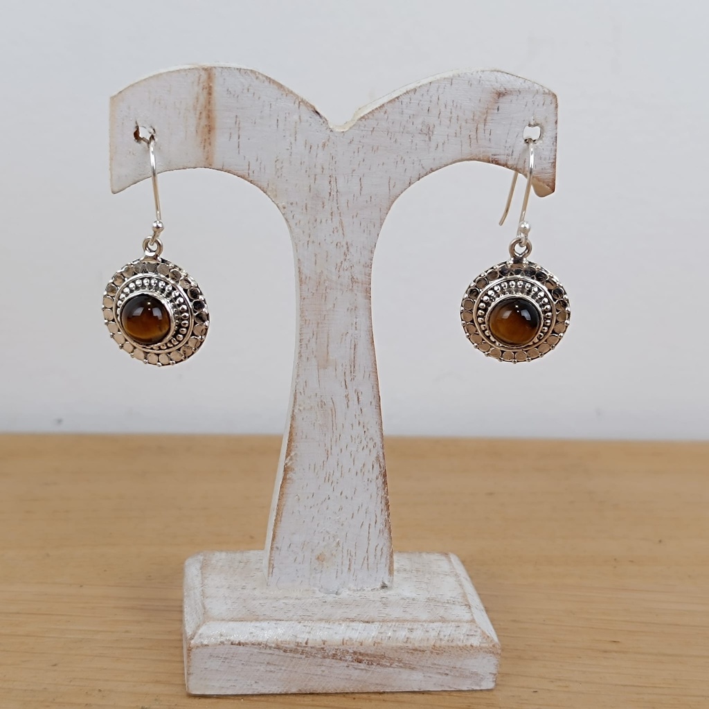 [BOAR-0835] Boucles d'Oreilles Argent 925 & Œil de Tigre [0835]