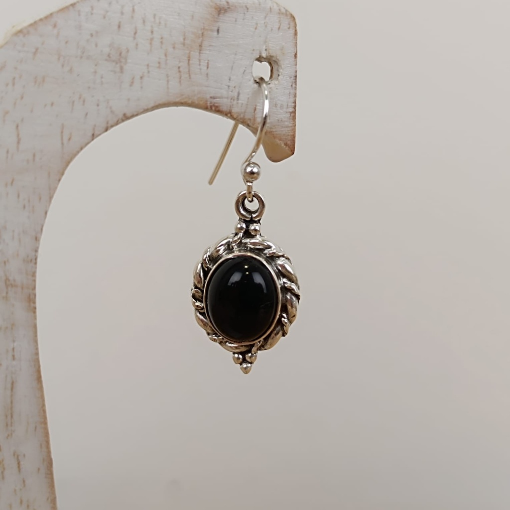 [BOAR-0865] Boucles d'Oreilles Argent 925 & Onyx [0865]