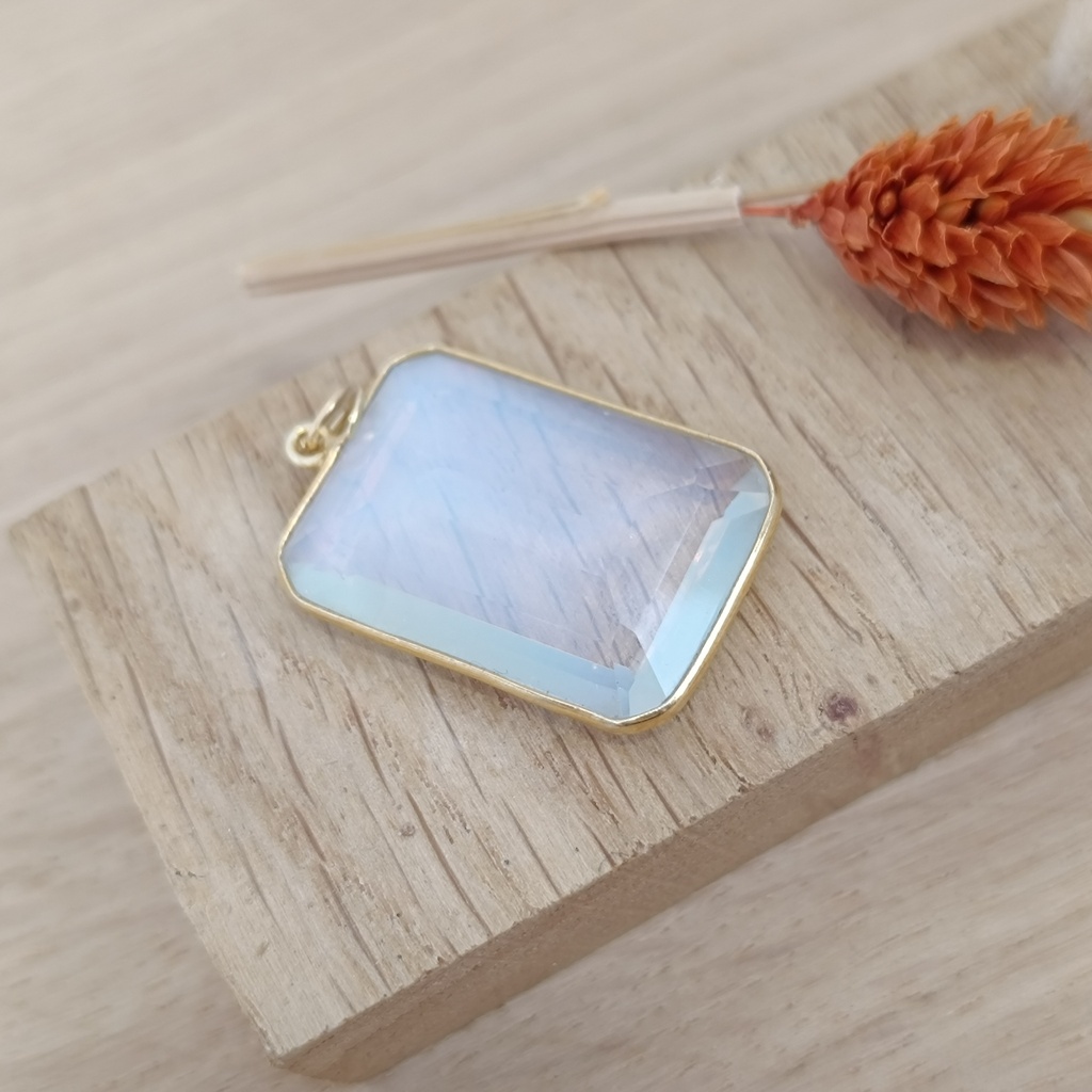 [PEDO-0037] Pendentif Argent 925 Plaqué Or & Pierre de Lune [0037]