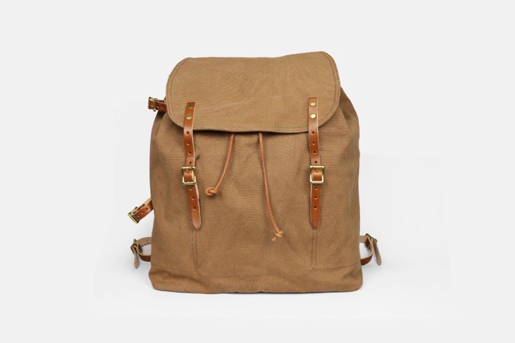 [CRAZY-6696-CAM] Sac à Dos Coton & Cuir Camel