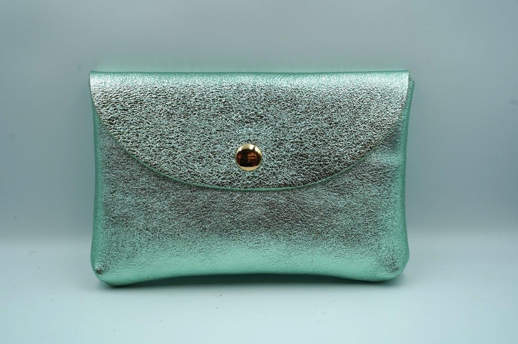 [CRAZY-3004-GRM] Pochette Cuir Vert menthe