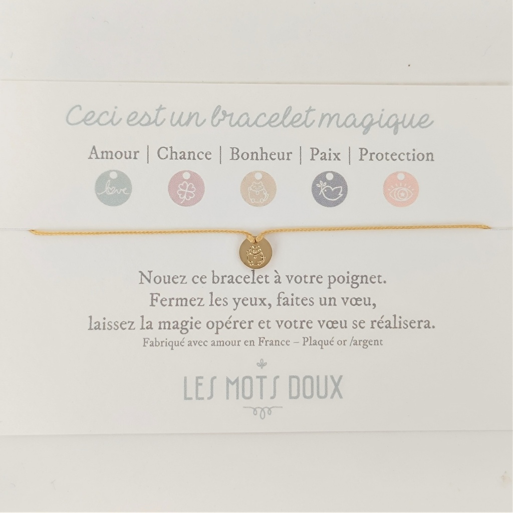 [LMD-BR-PAM-0003] Bracelet Pampille 'Bonheur' Doré