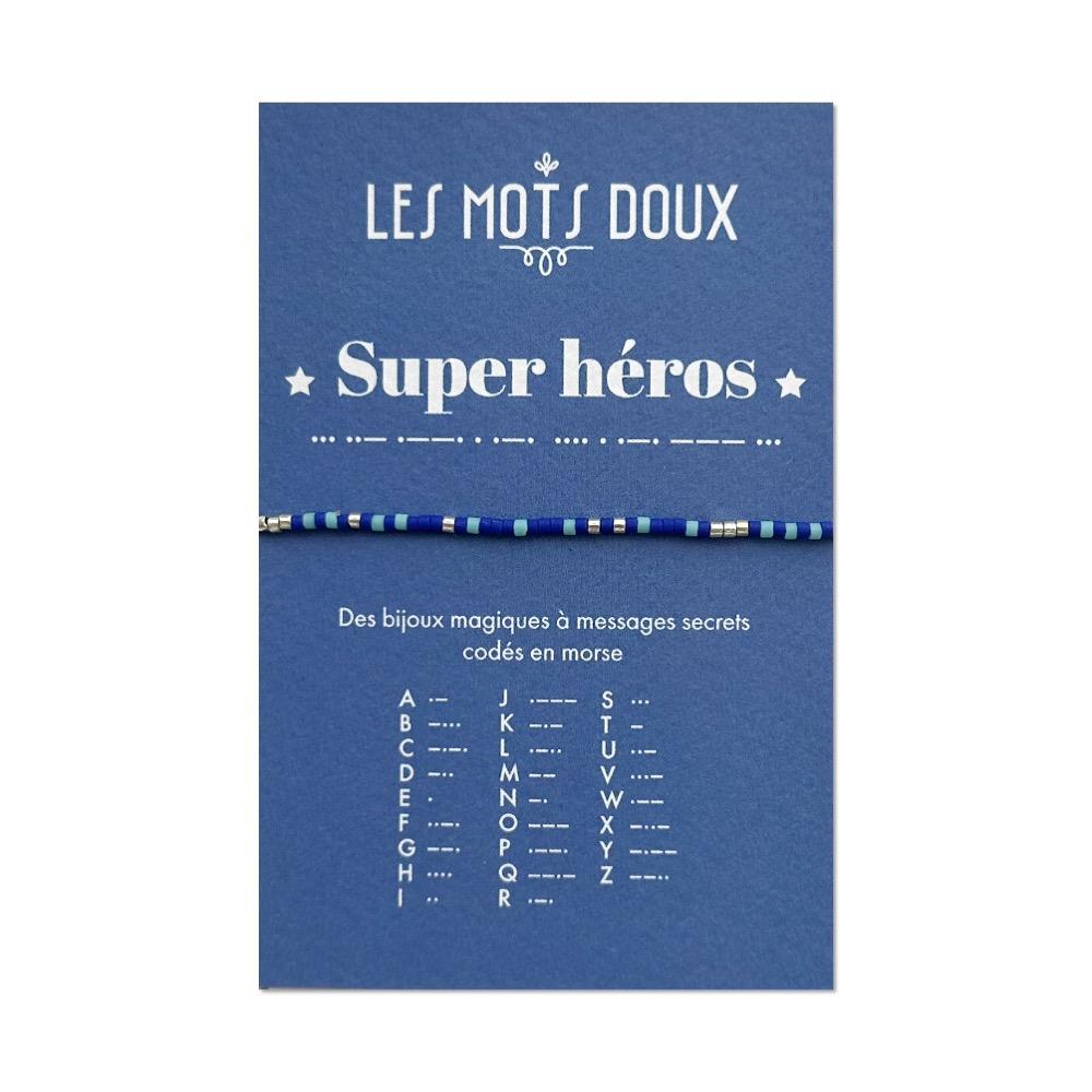 [LMD-BR-ENF-0005] Bracelet Enfant 'Super Hero' Cobalt Argenté - Les Mots Doux