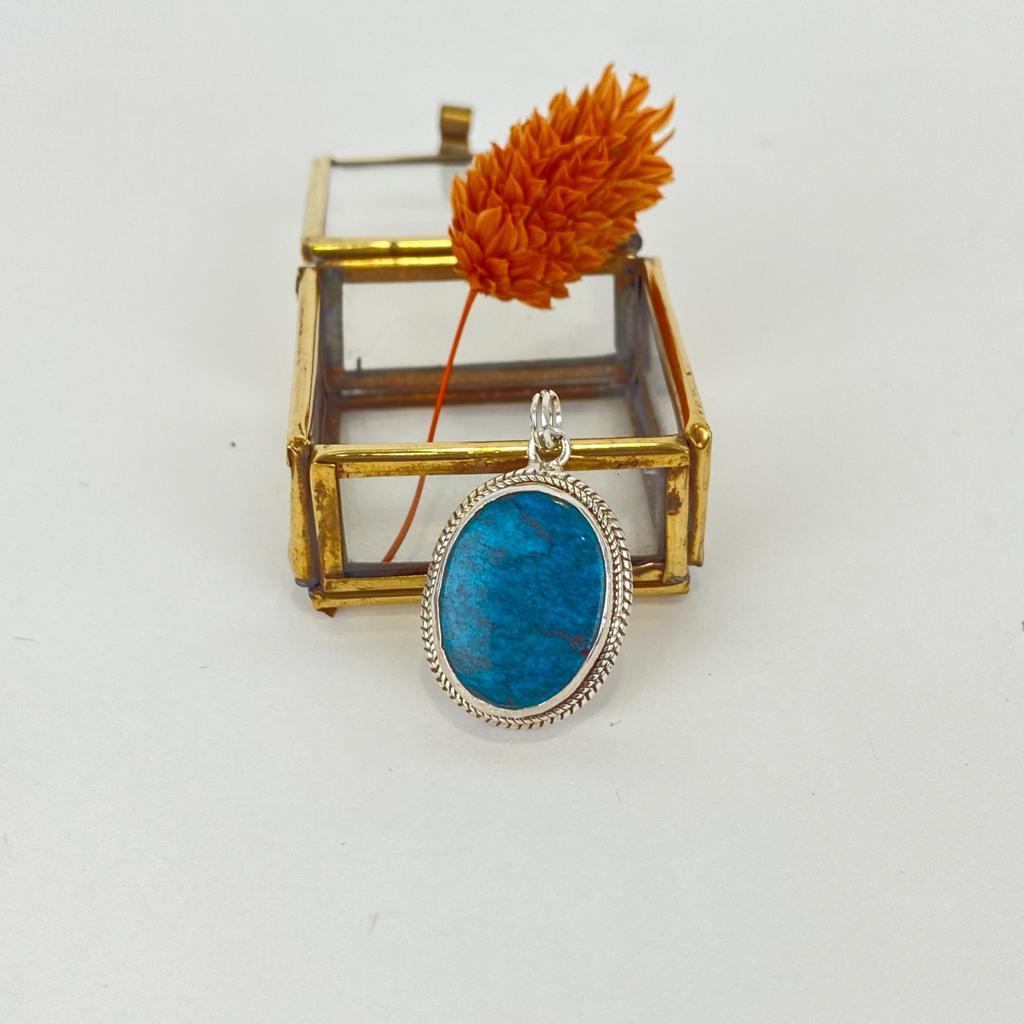 [PEAR-0418] Pendentif Argent 925 & Turquoise [0418]