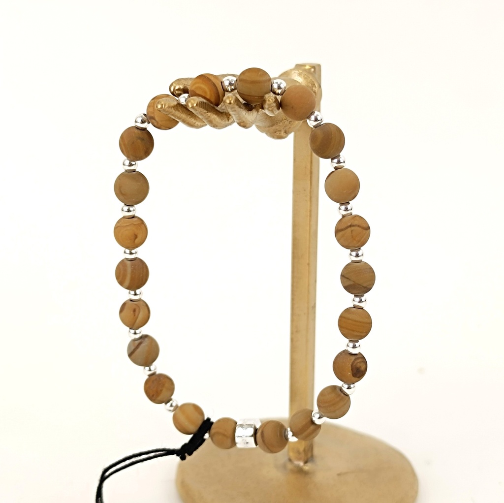 [DOZ-E0068-B4-JPA-M] Bracelet pierres 6mm medium Jaspe Paysage