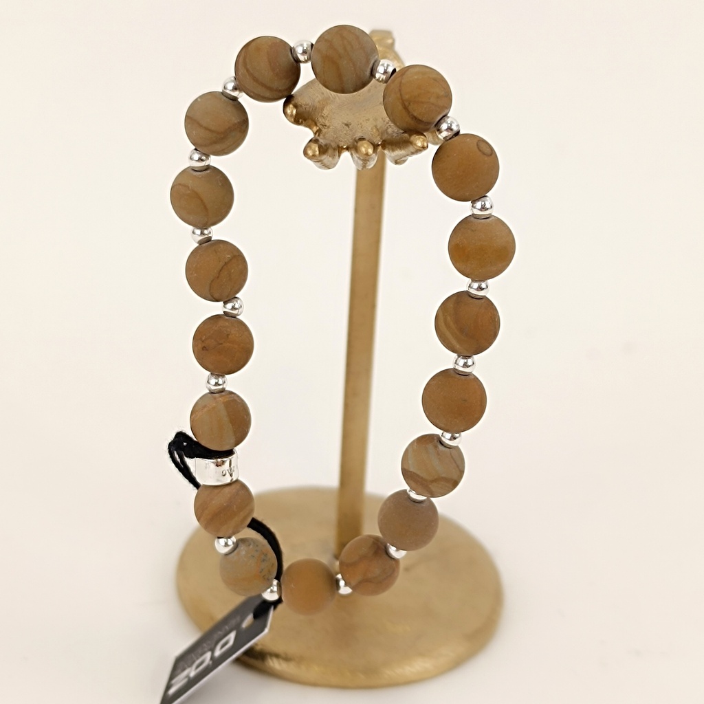 [DOZ-E0068-4-JPA-M] Bracelet Pierres 8mm Medium - Jaspe Paysage et Argent - D'Oz Homme