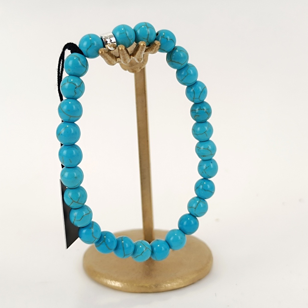 [DOZ-E0065-8-TUR-L] Bracelet pierres 8mm large Turquoise