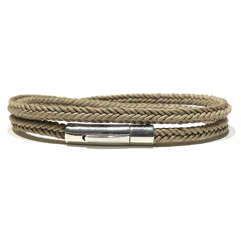 [LOOP-CTKDB-BG-1-S] Bracelet 'Coton Carré Double' Small Beige