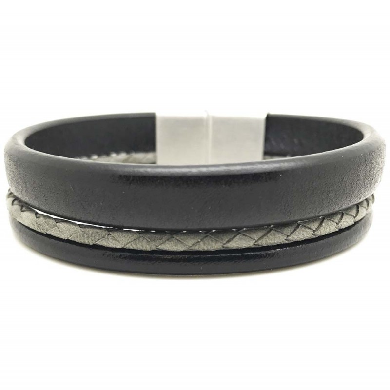 [LOOP-MHT-GRS-1-S] Bracelet 'Manchette Homme Tressé' Small Gris