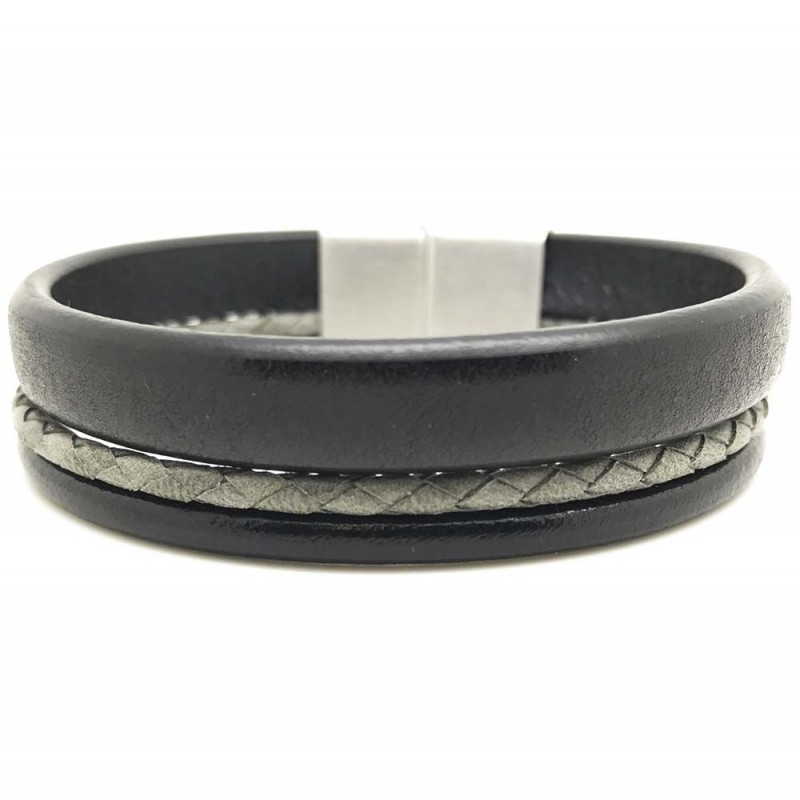 [LOOP-MHT-GRS-2-M] Bracelet 'Manchette Homme Tressé' Medium Gris