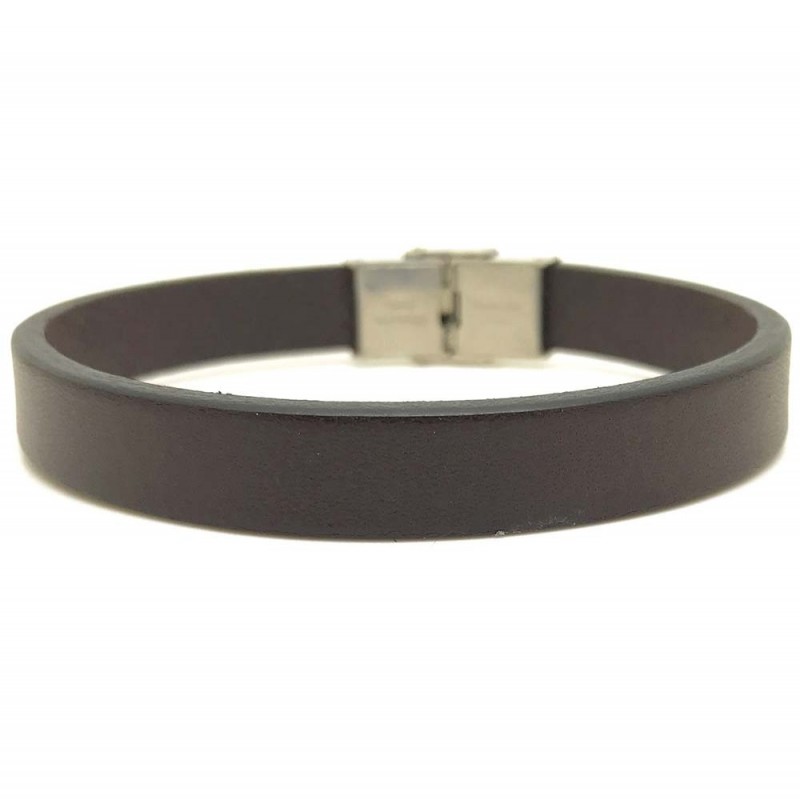 [LOOP-PLT10EC-MRN-2-M] Bracelet 'Cuir Plat Eco 10 mm' Medium Marron