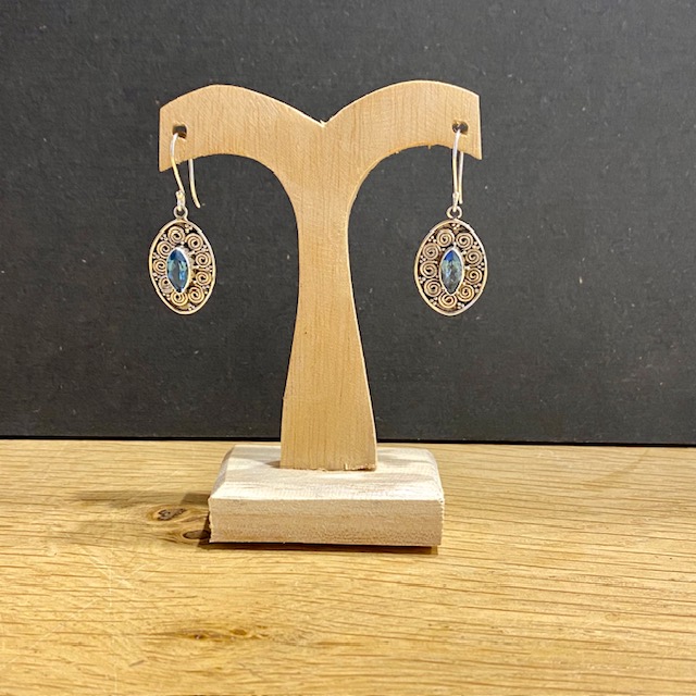 [BOAR-1027] Boucles d'Oreilles Argent 925 & Topaze bleue [1027]