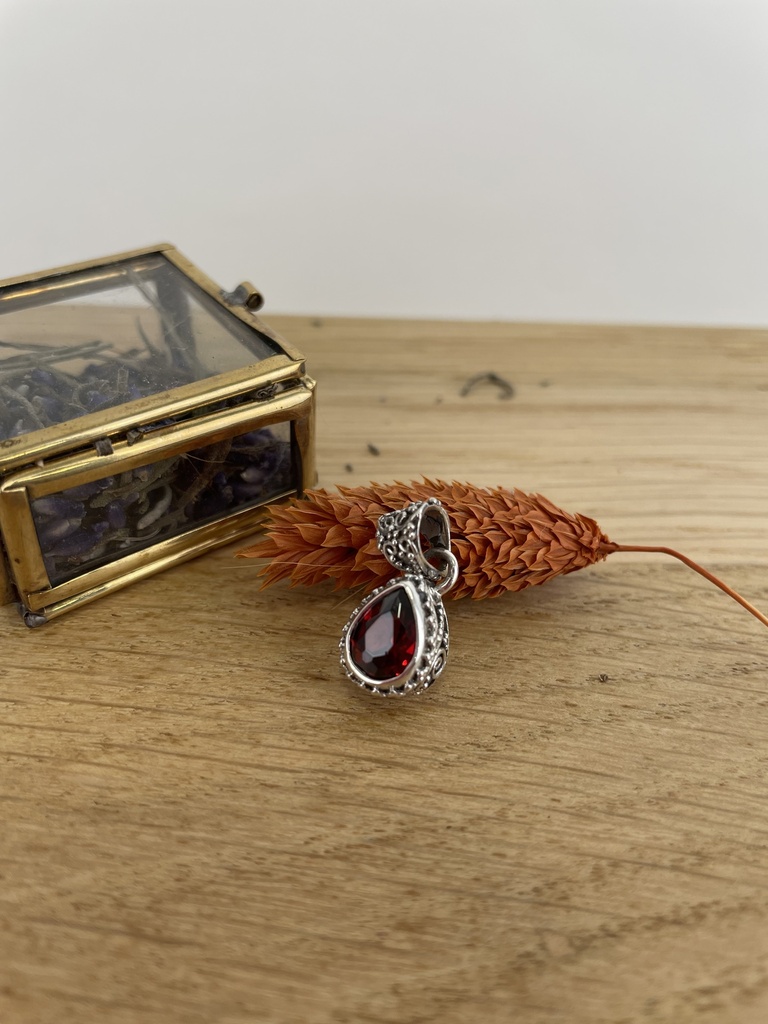 [PEAR-0490] Pendentif Argent 925 & Grenat [0490]
