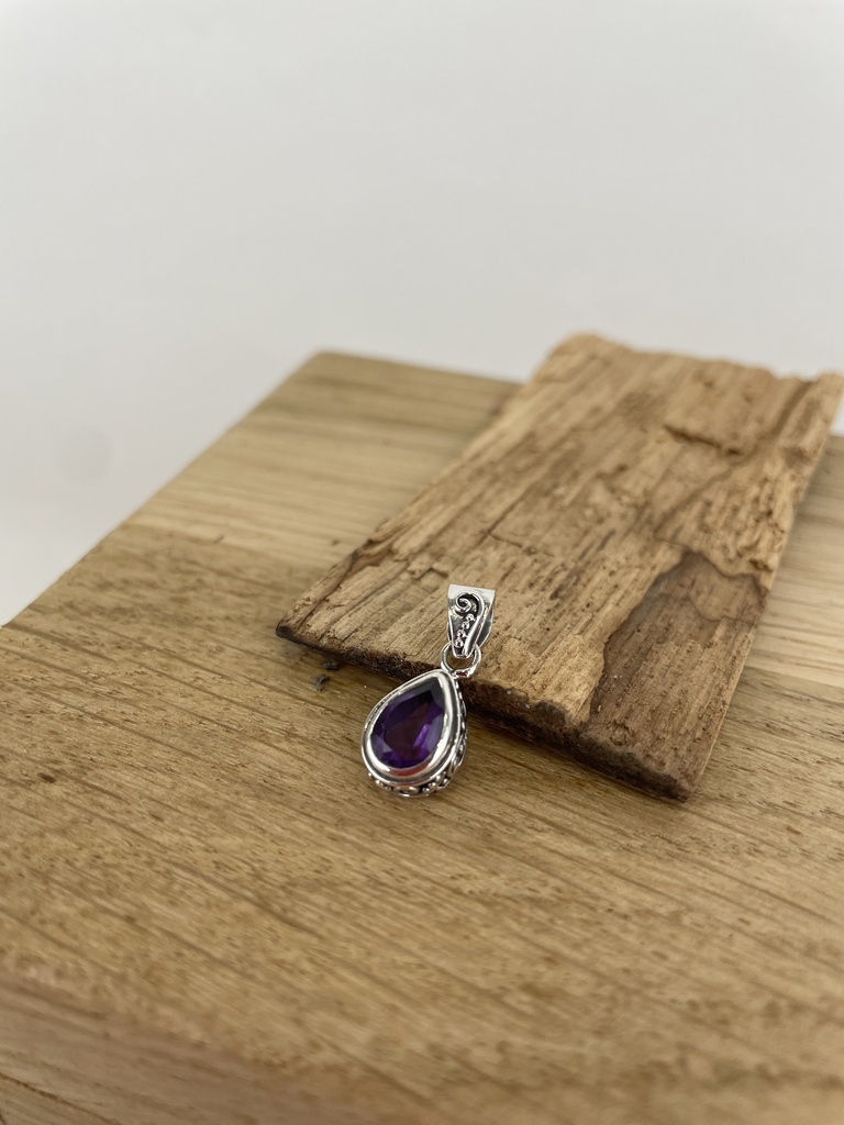 [PEAR-0495] Pendentif Argent 925 & Améthyste [0495]
