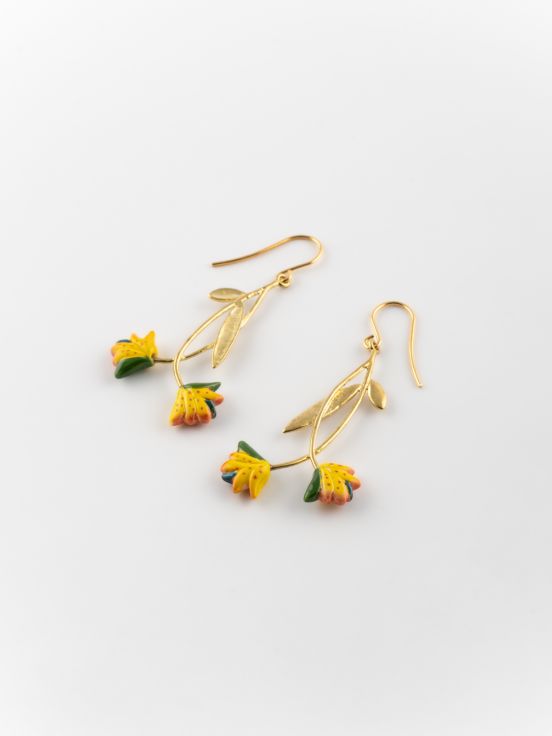 [NACH-BO-J685] Boucles d'Oreilles Branche Oiseau De Paradis