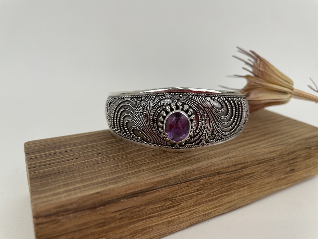 [BRAR-0337] Bracelet Ajustable Argent 925 & Améthyste [0337]