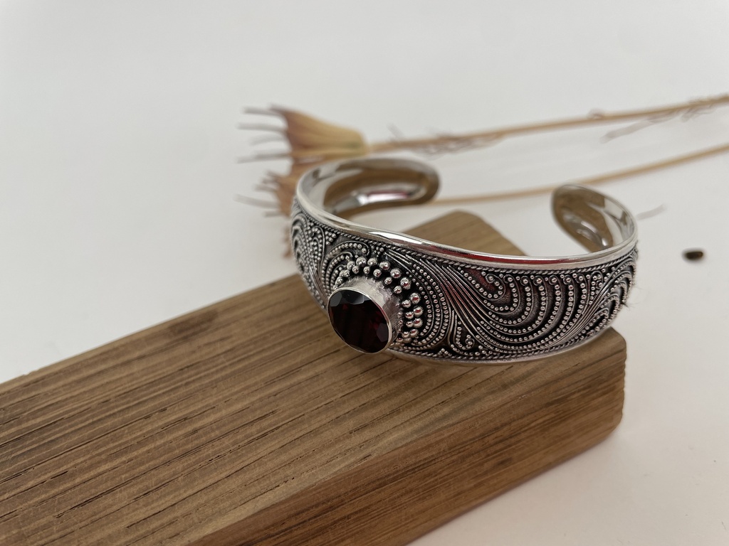 [BRAR-0339] Bracelet Ajustable Argent 925 & Grenat [0339]