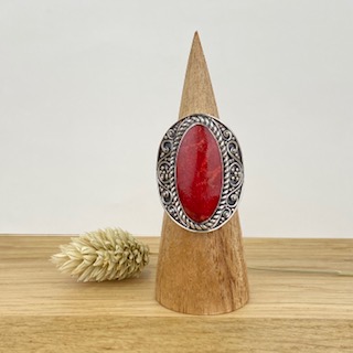 [BAAR-1851-55] Bague Argent 925 & Corail Rouge [1851]