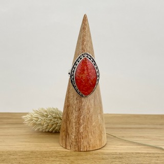 [BAAR-1855-53] Bague Argent 925 & Corail Rouge [1855]