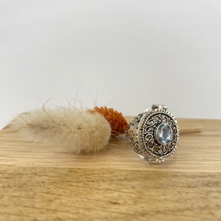 [BAAR-1893-55] Bague Argent 925 & Topaze Bleue [1893]