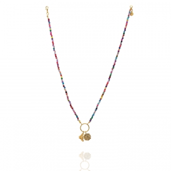 [TCS-IFN605] Collier Laiton Plaquée Or & Calcédoine