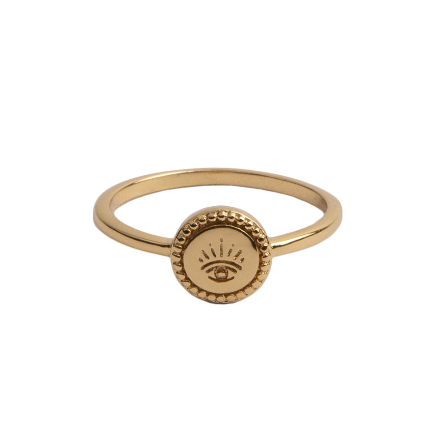[ATLITW-MAR-CEY-G8] Bague Magique Plaqué Or Coin Eye T57 - All The Luck In The World