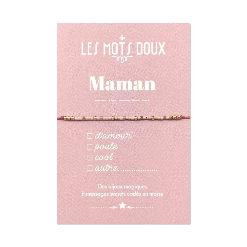 [LMD-BR-FAM-0011] Bracelet Famille Maman Rose & Doré - Les Mots Doux