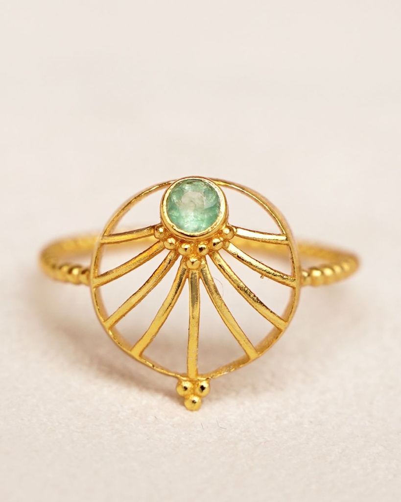 [MUJA-4271-GB-7-052] Bague Etnic Deluxe Argent Plaqué Or & Néfrite - Muja Juma