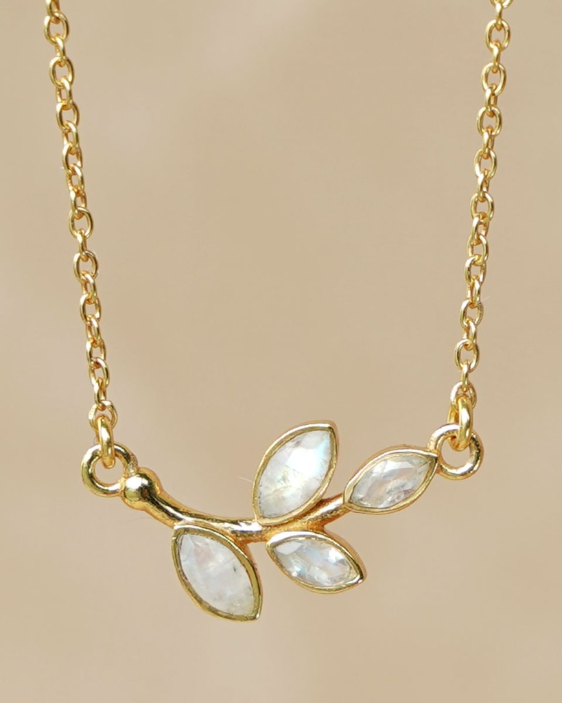 [MUJA-3326-GB-1] Collier Grapes Argent Plaqué Or & Pierre de Lune - Muja Juma