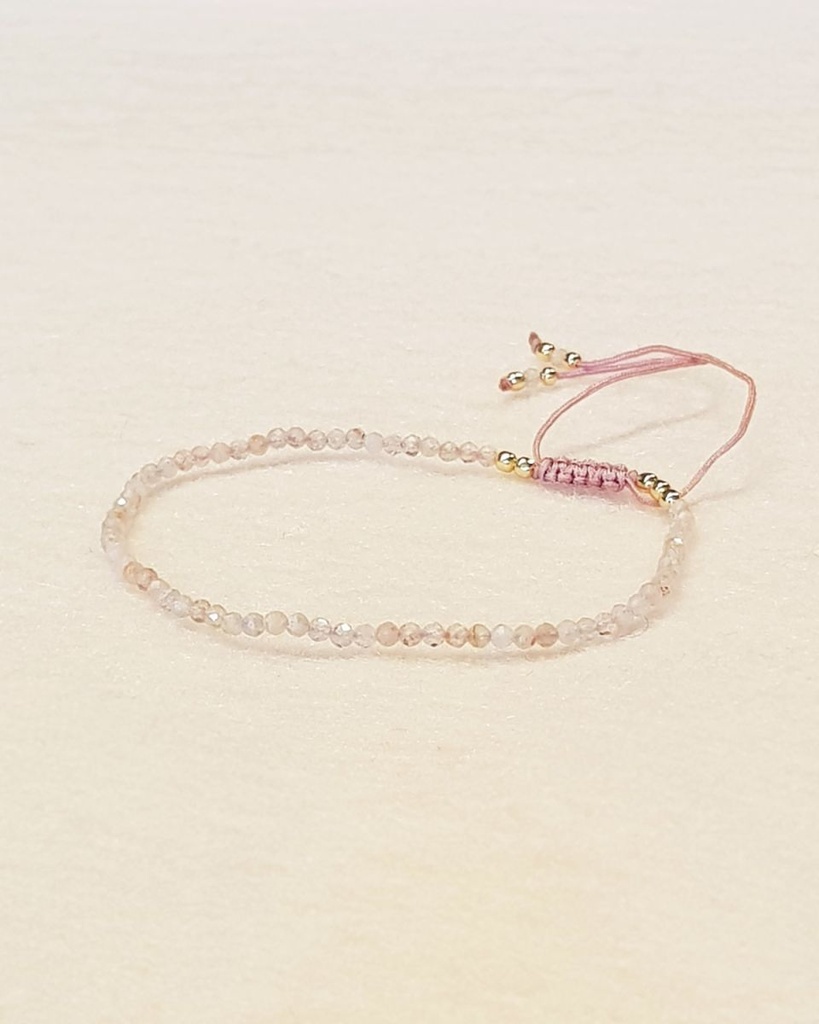 [MUJA-22001-MG-47] Bracelet Pierre 6 mm Mix Pierres Roses Argent Plaqué Or - Muja Juma