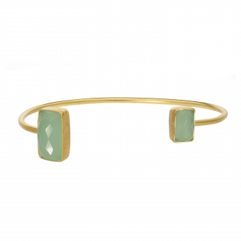 [TCS-IFA178F] Bracelet Plaqué Or & Calcédoine Aqua - The CraftShop