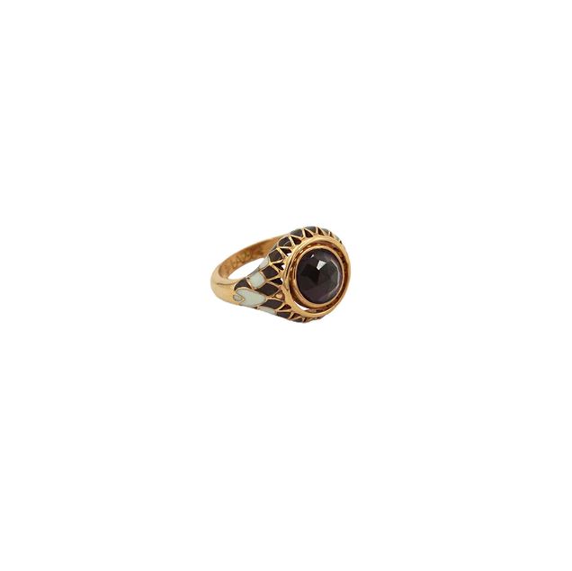 [LA2L-BA-SA-0185-54] Bague 'Sacha' Trèfle Avec Pivot & Quartz Fumé - LA2L