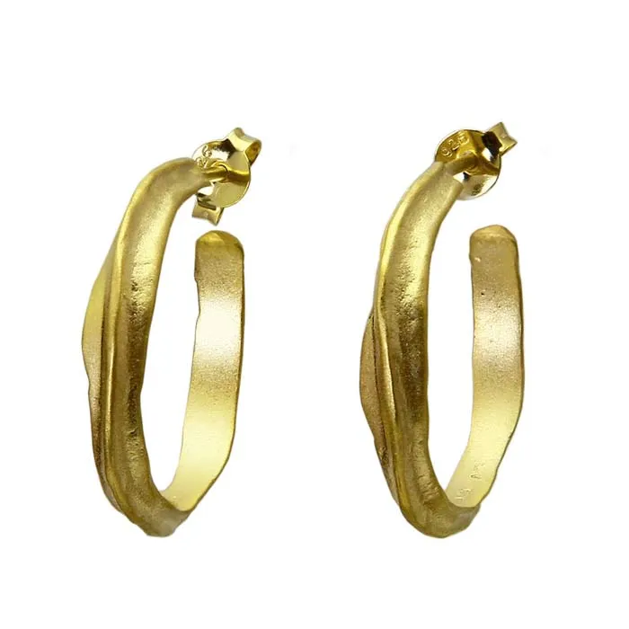 [FINE-EA-SP3446-S18K] Boucles d'Oreilles 'Pantas' Argent 925 Plaqué Or - Fineline