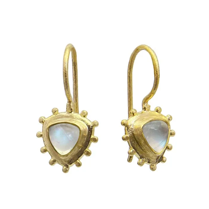 [FINE-EA-SP4119-01] Boucles d'Oreilles 'Peacock' Argent 925 & Pierre de Lune Plaqué Or - Fineline