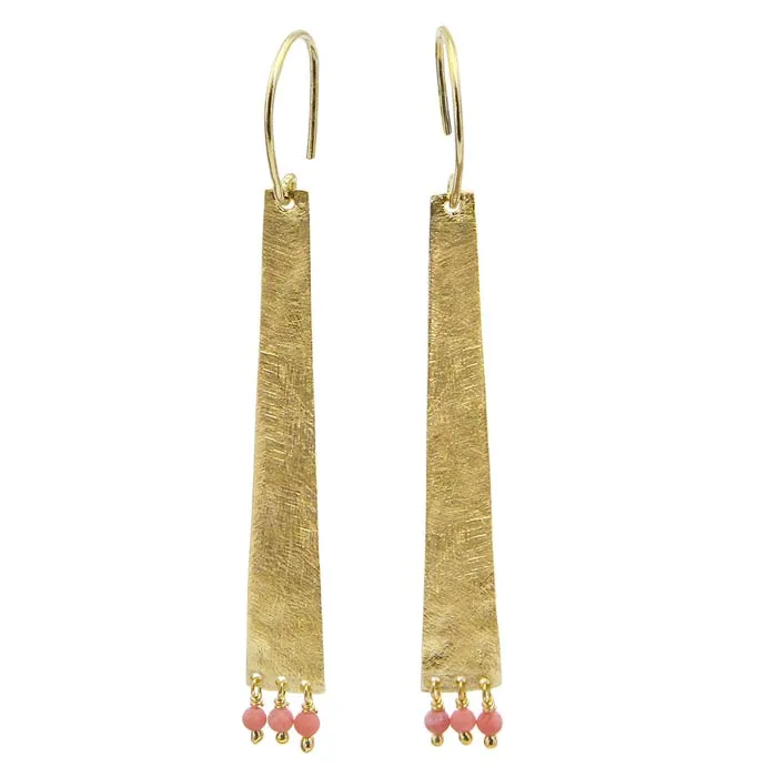[FINE-EA-SP4135-S18K-30] Boucles d'Oreilles 'Murni' Argent 925 & Corail Orange Plaqué Or - Fineline