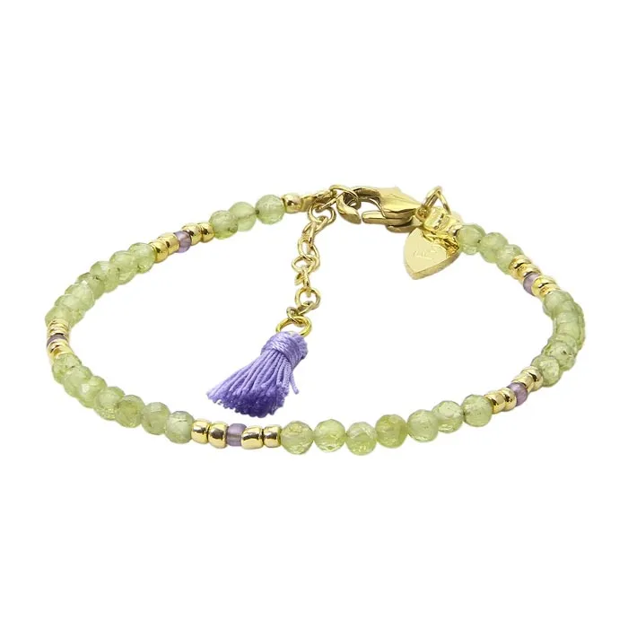 [FINE-BR-SP4505-27] Bracelet 'Anna' Laiton & Péridot & Perle Miyuki Plaqué Or - Fineline