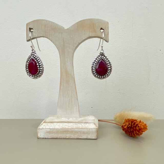 [BOAR-1068] Boucles d'Oreilles Argent 925 & Rubis [1068]
