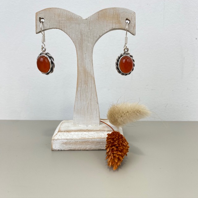 [BOAR-1072] Boucles d'Oreilles Argent 925 & Cornaline [1072]