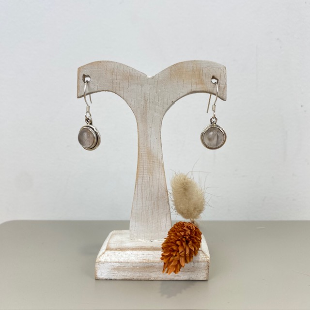[BOAR-1081] Boucles d'Oreilles Argent 925 & Quartz Rose [1081]