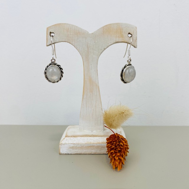 [BOAR-1088] Boucles d'Oreilles Argent 925 & Pierre de Lune [1088]