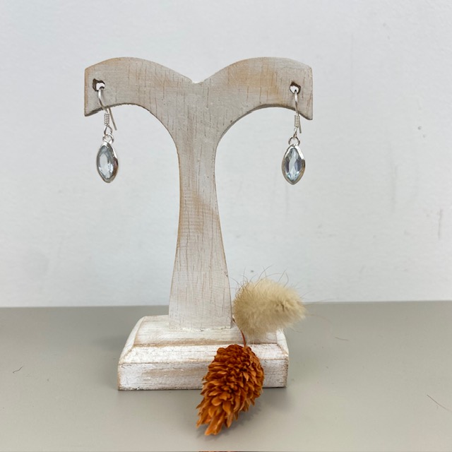 [BOAR-1127] Boucles d'Oreilles Argent 925 & Topaze Bleue [1127]