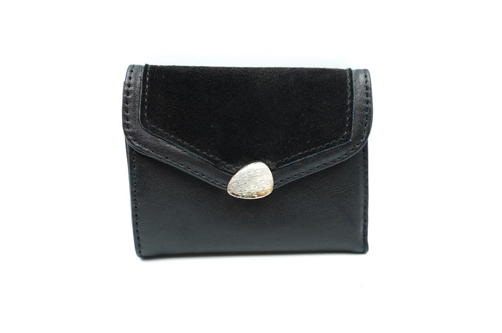 [CRAZY-7041-BLK] Portefeuille Cuir & Daim Noir - Crazy Lou