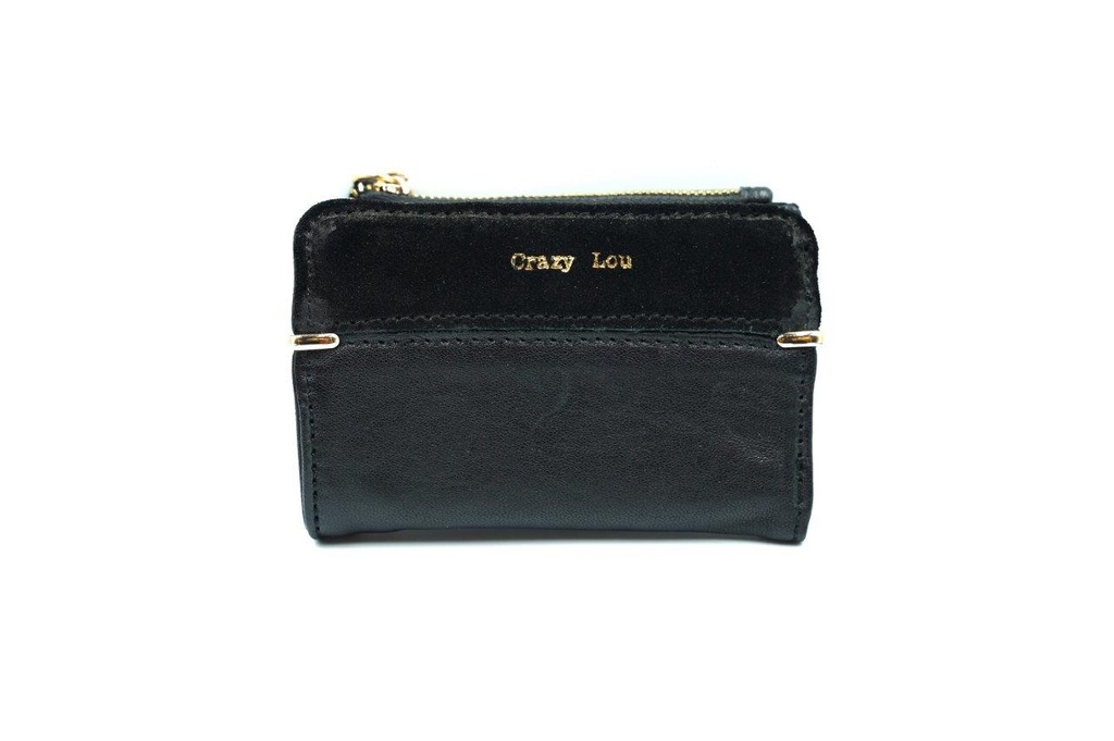 [CRAZY-7040-BLK] Portefeuille Cuir Noir - Crazy Lou